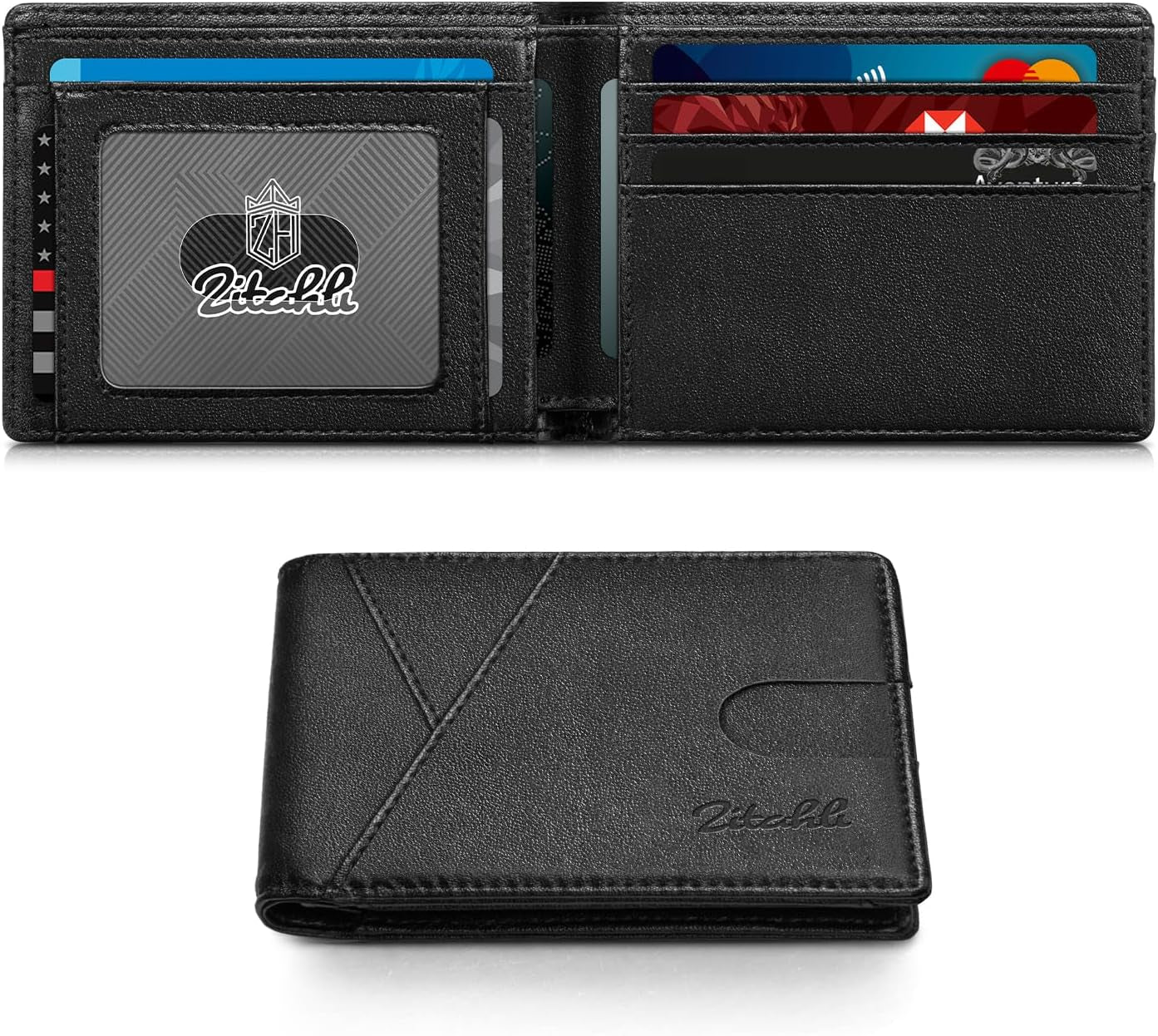 Bifold Wallets for Men - Slim RFID Leather Credit Card Holder for 6-11 Cards, Minimalist Thin Wallet with ID Window & Cash Slot,Front Pockt Carteras Para Hombres, Birthday Gifts for Men | Slim, RFID Blocking, Premium, Front Pocket, Gift Box, Leather Card Holder